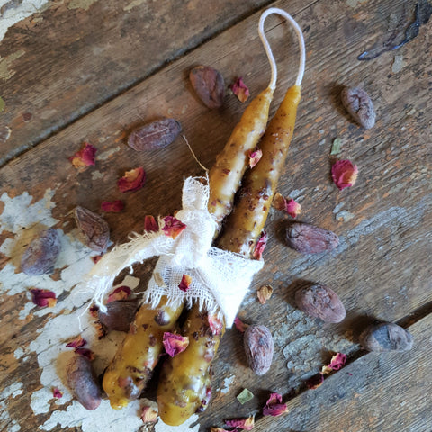 Cacao + Rose Ritual Beeswax Candles